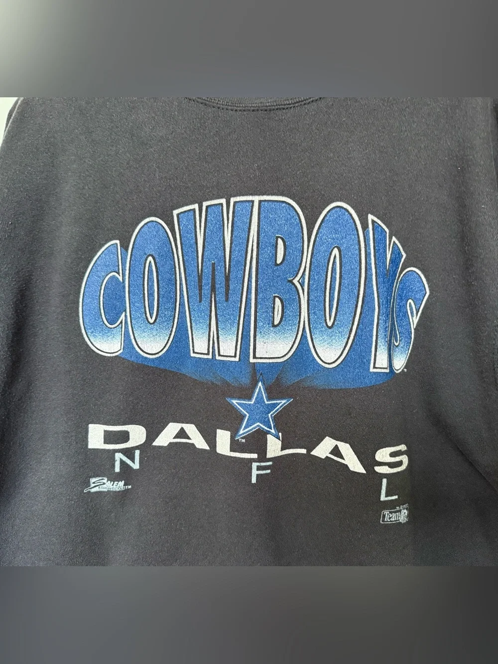 Vintage Salem Sportswear NFL Dallas Cowboys Black Sweatshirt Large
